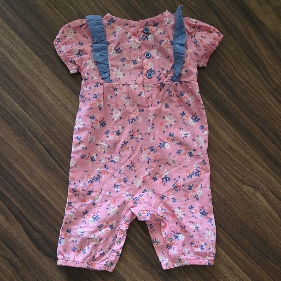 Penelope Mack Floral Jumpsuit with Puff Sleeves And Burton Snaps Size 3-6M - Picture 3 of 3